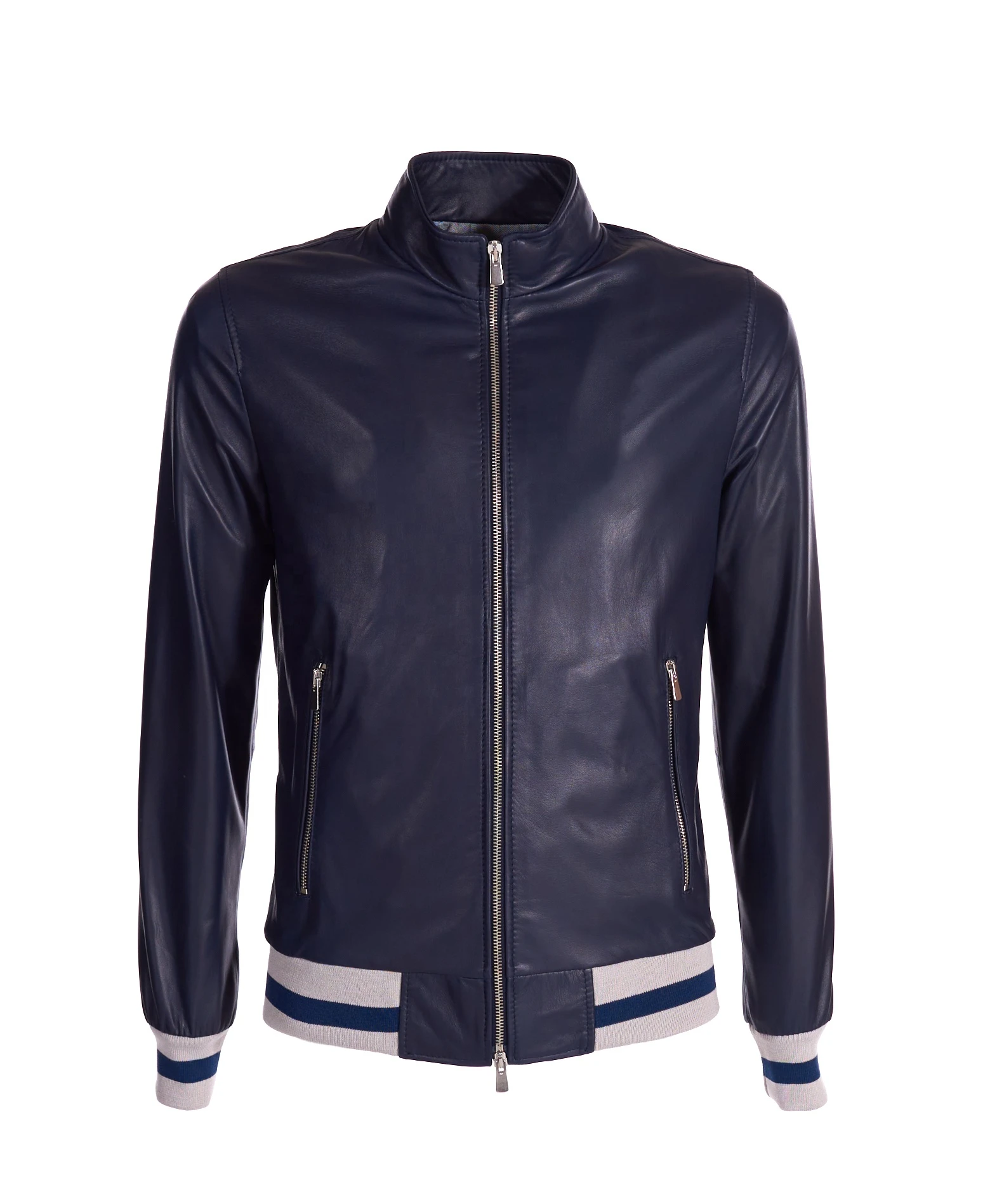 Best Italian Leather Jackets Mens Black Bicolor Bomber Leather Jkt Made in Italy For Everyday Life