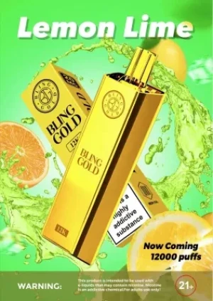 Bling Gold Waka Shisha Hookah 12K Puff 12000 Puffs Disposables Vape Pen Electronic Cigarettes 26ml 600mAh Rechargeable 0% 2% 5% Vs Jnr Shisha Hookah 12000