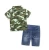 Import boys clothing sets shirt for boys summer hot sell camouflage short sleeve t-shirt+shorts jeans from China