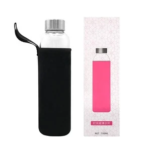 BPA Free tea Infused Glass Water Bottle/Eco-friendly stylish design 900ml reusable double wall glass drink water bottle