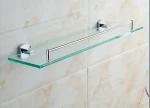 Brass Bathroom Glass Corner Shelf, Glass Single Tier