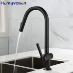Brass stainless steel pull-out kitchen hot and cold water mixing faucet with 360 degree polished sink faucet