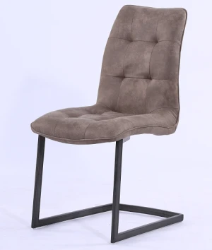 Brushed stainless steel PU seat Dining chair