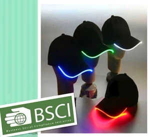 BSCI audit 100% cotton baseball cap sport cap with built-in led light