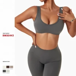 Bwx6443 Women Breathable Quick Dry Running Sports Yoga Bra Shockproof Gathered Underwear Workout Wear