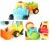 Import cartoon shape mini light music engineering set plastic friction toy car for kids from China