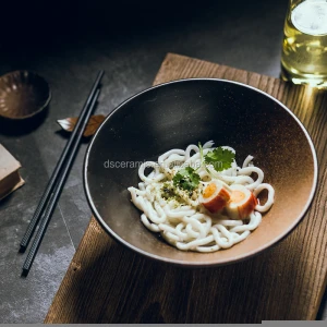 cheap japanese style ceramic ramen noodle bowls set with chopsticks