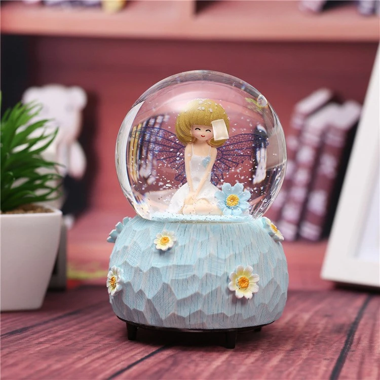 cheap resin personalized souniver craft gift angel snow globe music box