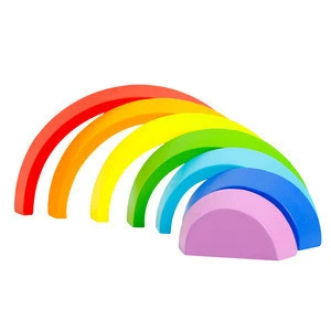 Children toys new style Rainbow ring shape building Blocks wooden toy