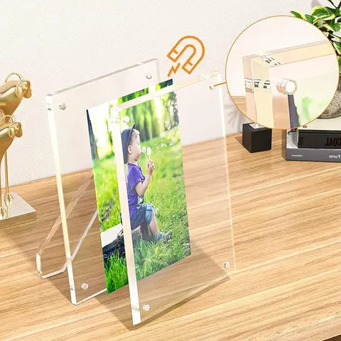 China Factory Offer Magnets for Tabletop Display Acrylic Clear Digital Photo Picture Frame