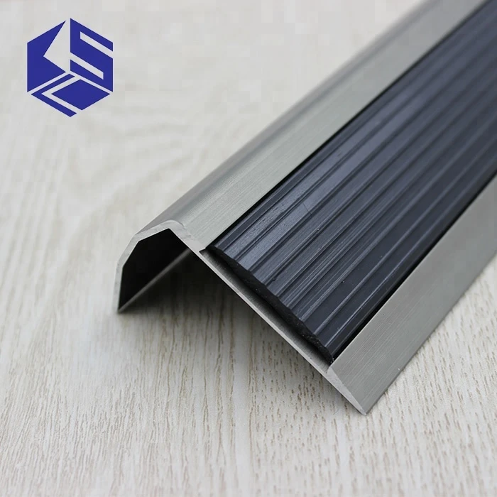 China KSL rubber strip inserted aluminum stair nosing for tile