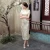 Import Chinese Traditional Dress Womens Silk Satin Cheongsam Qipao Summer Short Sleeve Long Dress from China