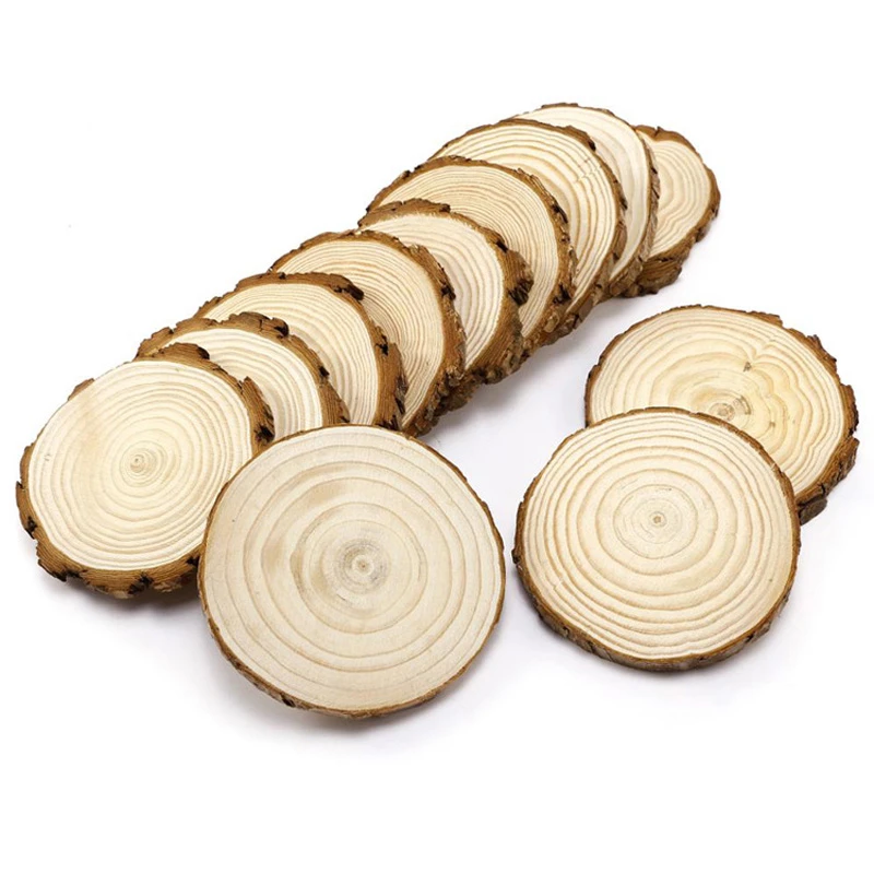 Christmas ornaments DIY blank wooden arts crafts supplies wholesale natural round circles unfinished pine wood slices