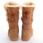 Classic Sheepskin Fur Shoes Winter High Boot Multi- Bowknot Girls Cute Snow Boots