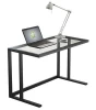 Clean glass laptop desk of office furniture simple table