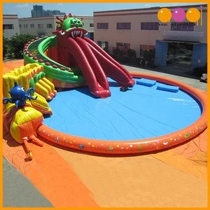 Commercial use giant octopus slide inflatable water park with pool for sale