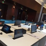 Conference table mount touch screen office desk lcd monitor lift mic for paperless conference system