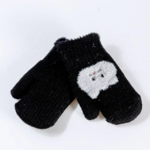 Conventional 100% Acrylic Fibers Knitted Double Layer Girls Childrens Custom Mittens Winter Hand Gloves