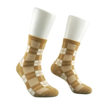 Cozy Winter Warm Slipper Socks Gingham Pattern for Unisex Crew Socks Chenille Socks 191005sk