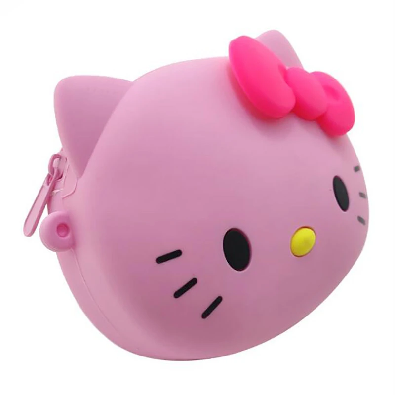 Creative Cartoon KT Cat Wallet Silicone Key Bag Zipper Earphone Storage Bag Children Mini Silicone Coin Purse