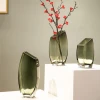 Creative Geometry Slant Mouth Luxury  Arrangement Dried Flowers Square Glass Vase Home Decoration