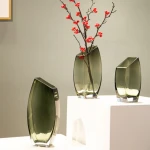 Creative Geometry Slant Mouth Luxury  Arrangement Dried Flowers Square Glass Vase Home Decoration