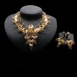 Crystal Rhinestones gold plated Alloy Metal wedding necklace set African jewelry set royal blue JS127-1
