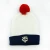 Import Custom 3D Embroidery Logo on Cuff Winter Knitting Jacquard Logo Beanie Cap with Pompom for Women from China