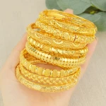 Custom fashion latest design Gold Plated Wedding Bangle engraved bracelet fashion Wedding jewelry bracelets