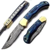 Custom Handmade Damascus Steel Hunting Knife - Pocket Knife - Folding Knife (ZR56)