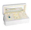 Custom Luxury Wood Wrapped  White Gloss  Finishing Jewelry Packaging Storage Box with Mirror