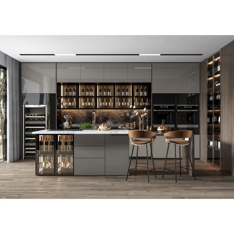 Buy Custom Matte Finished Lacquer Kitchen Cabinet Designs Modular ...