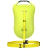 Custom open water swim buoy pvc tow float fluo green large beach children&#x27;s swimming life safety buoy OEM safe swim buoy bag