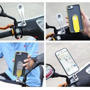 Customized Cell Phone Mount Motorcycle Handlebar Mirror 180 Rotation Mobile Holder