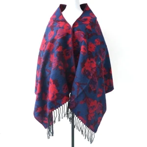 Customized flower pattern acrylic Woven poncho for winter
