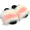 Customized personalized color fake raccoon/ Fox / artificial fur womens fashion slippers made by Chinese factories