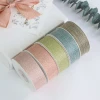 cut edge polyester linen silver yarn ribbon 10-1500mm