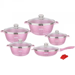 dessini 12pcs die-casting non stick cookware sets kitchen cooking pot with granite coating