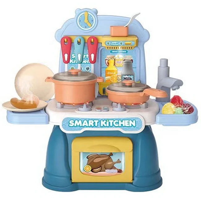 Dinner table kitchen play set water carrying spray function multifunctional kids kitchen toys with music and light