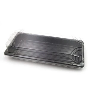 disposable recycle black plastic sushi boat box