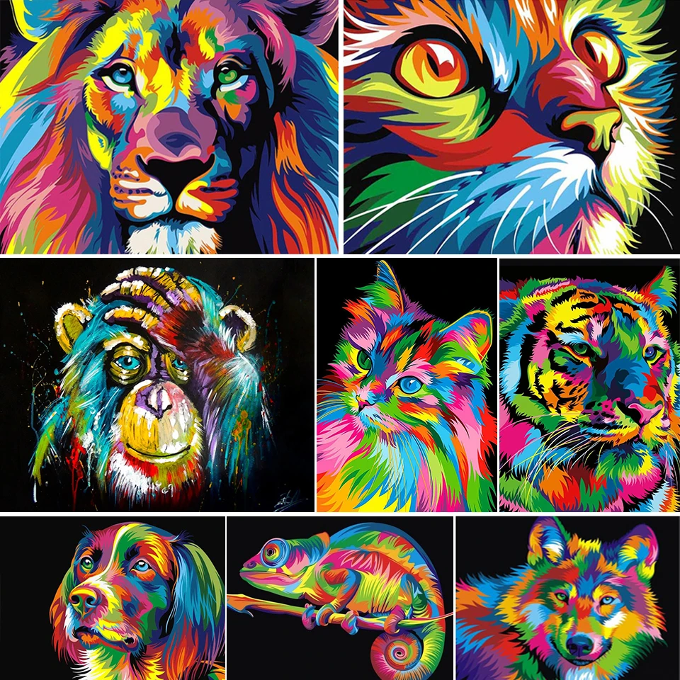 DIY 5D Diamond Painting Animal Lion Cat Cross Stitch Full Drill Embroidery Mosaic Art Rhinestones Picture Home Decor Gift