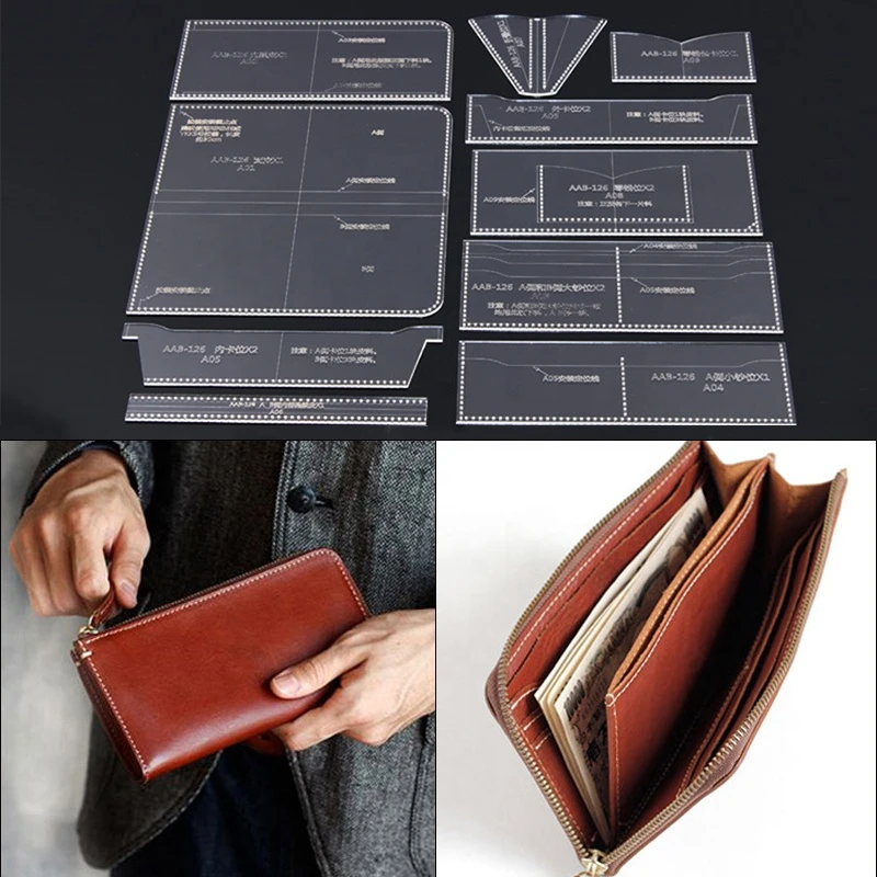 DIY Leather Handmade Supplies Leather Craft Sewing Pattern Wallet Template