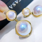Double Pearls Dangle Earrings Lady Handmade DIY Pearl Jewelry Gifts