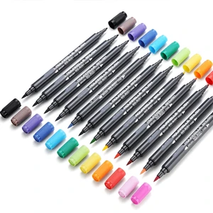 dual tip high quality non-toxic basic-water black barrels marker and water color brush pen