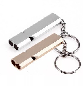 Dual-tube Metal Whistle Portable Aluminum Safety Whistle Outdoor Hiking Camping Safe Survival Emergency Whistle