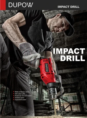DUPOW PT2204  Professional Impact Drill Kit  800W Power 13mm Impact Drill