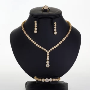 Echsio 2020 Milan Fashion Show Designer Jewelry Set High Quality Cubic Zirconia Wedding 4 Pcs Necklace Earrings Women CN023