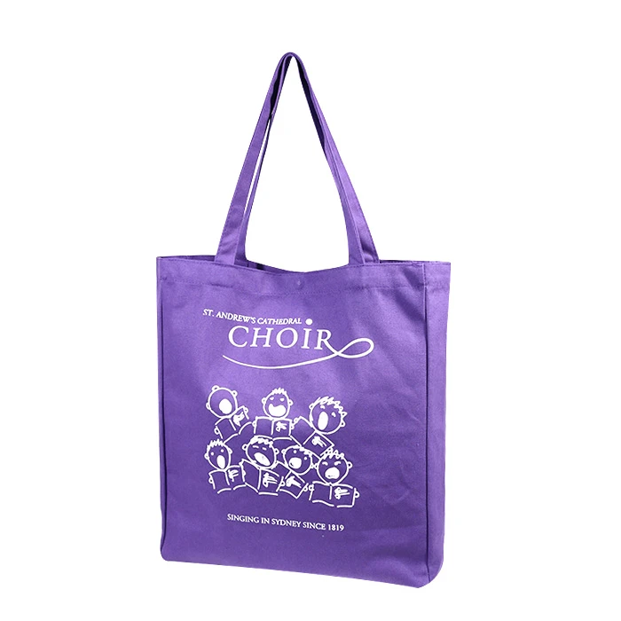 Eco-friendly Reusable Tote Purple Canvas Bags with Custom Printed Logo