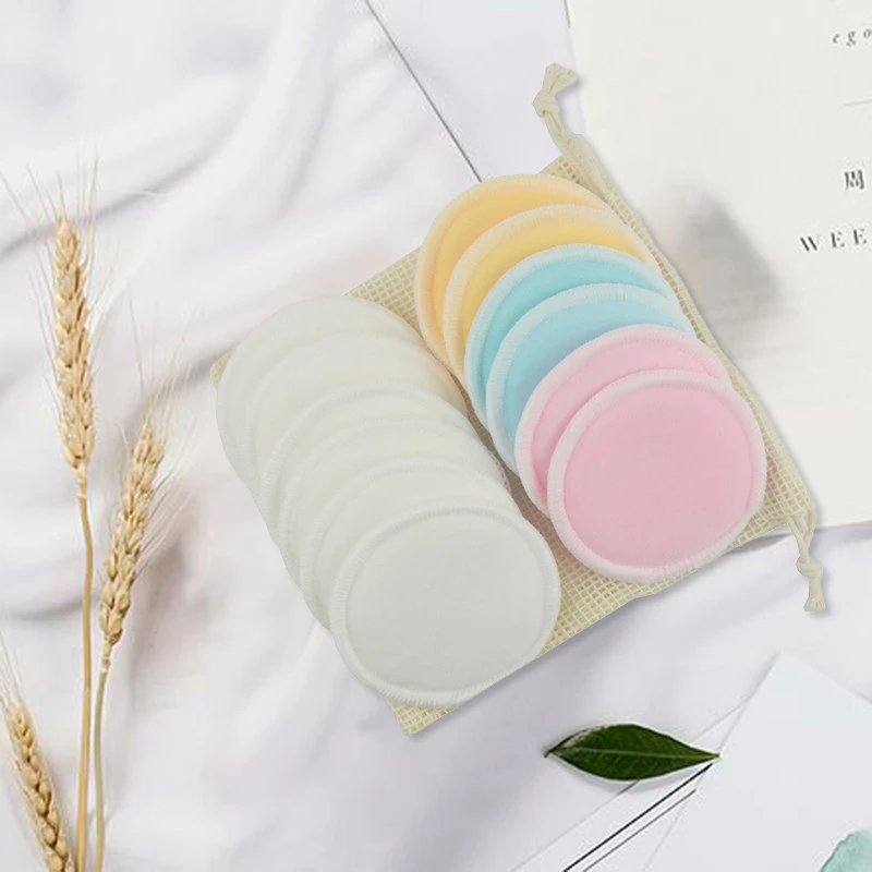 Eco-friendly Round Bamboo Makeup Remover Cotton Pads Reusable Cleansing Wipes with Laundry Net Bag