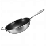 Eco-friendly tri-ply stainless steel honeycomb skillet wok nonstick fry pan
